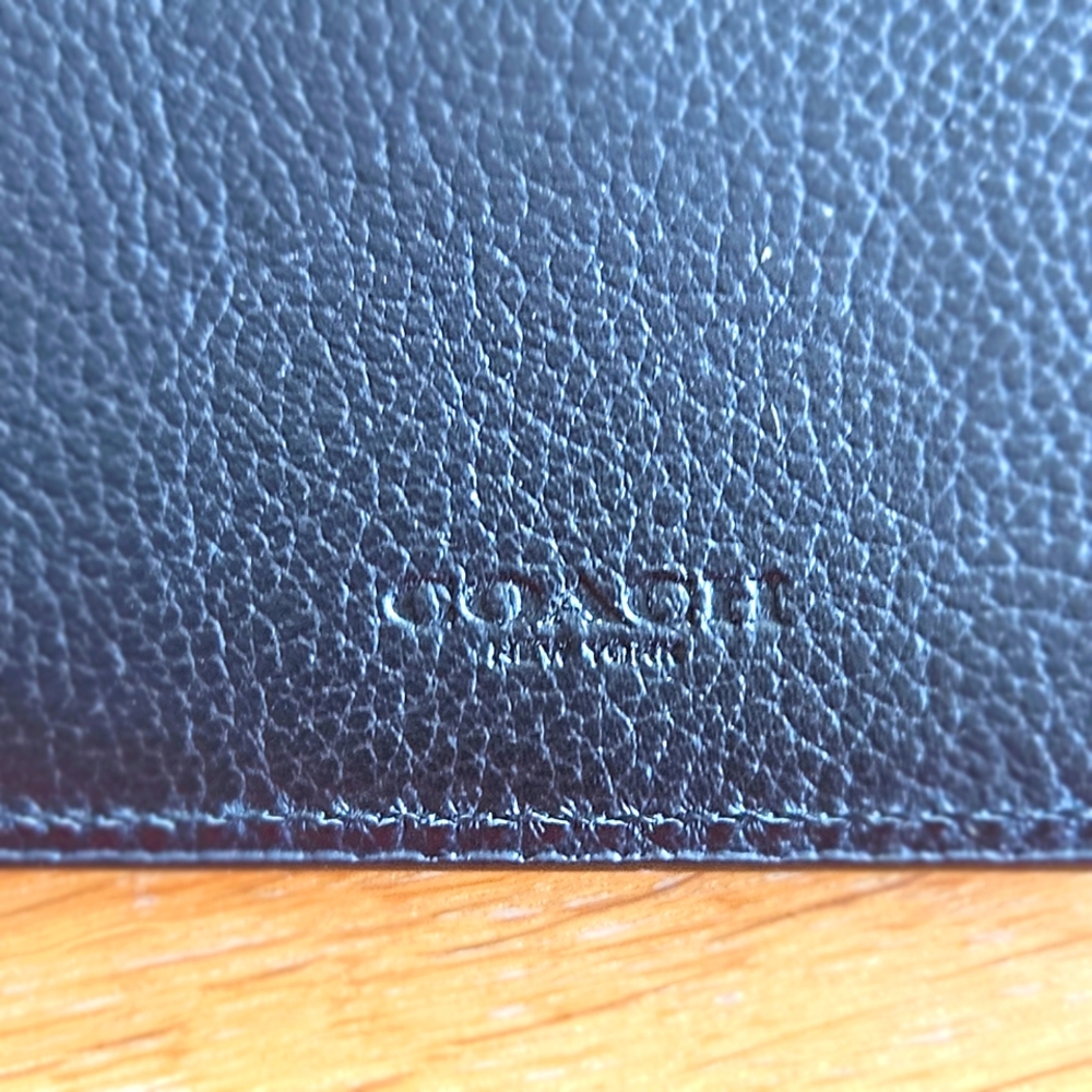 COACH Billfold ID Calf Leather Wallet - Black - Picture 5 of 14
